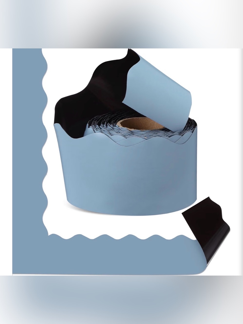 Magnetic Bulletin Board Boarder 48 Ft x 2.76 Inch Tenceur School Scalloped Blue